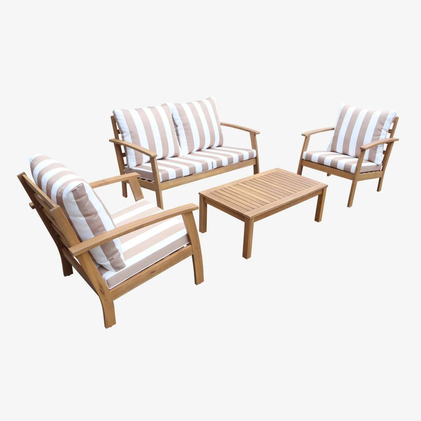 Houten loungeset, 4 zitplaatsen
