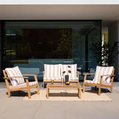 Houten loungeset, 4 zitplaatsen