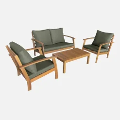 Houten loungeset, 4 zitplaatsen