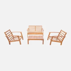 Houten loungeset, 4 zitplaatsen