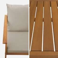 Houten loungeset, 4 zitplaatsen
