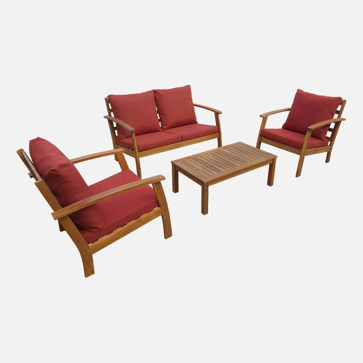 Houten loungeset, 4 zitplaatsen