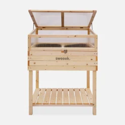 Houten moestuinbak met kap op poten