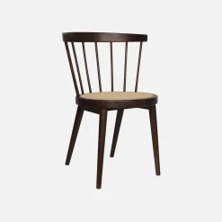 Hout en rotan stoel, set van 2