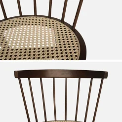 Hout en rotan stoel, set van 2