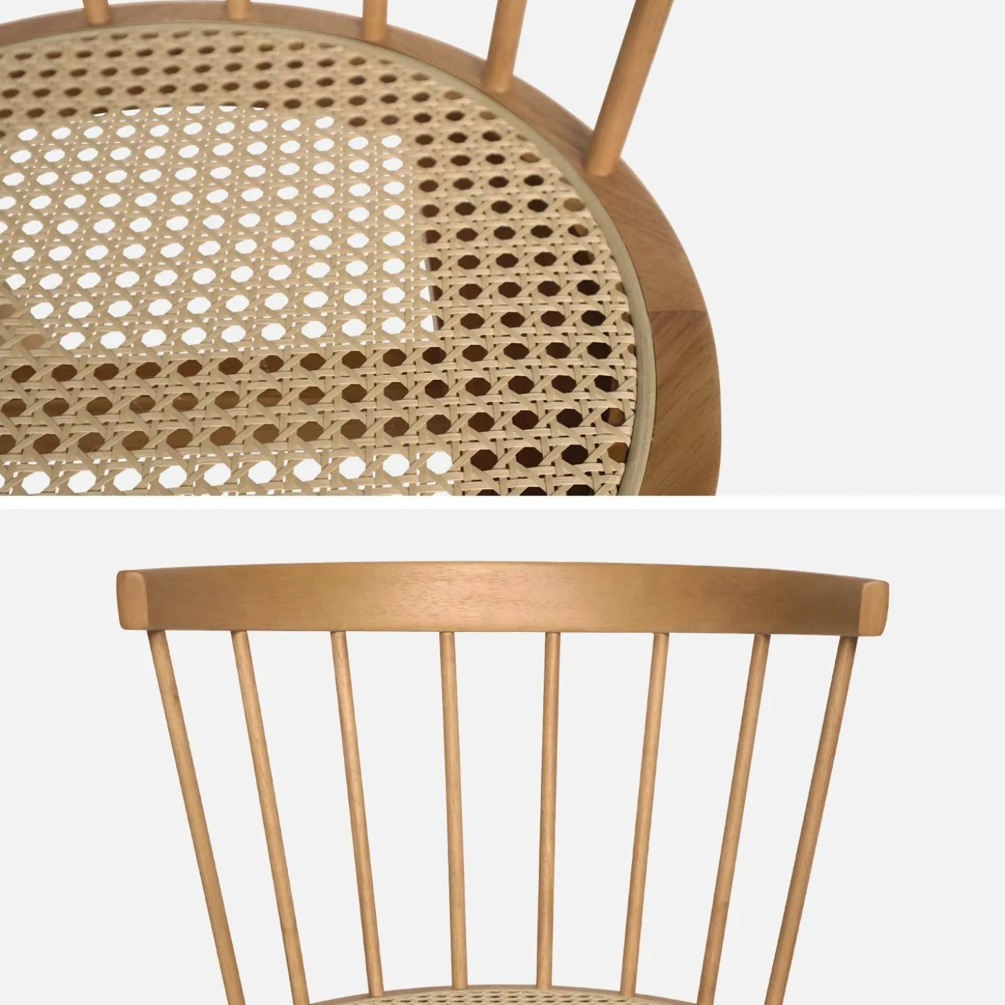 Hout en rotan stoel, set van 2