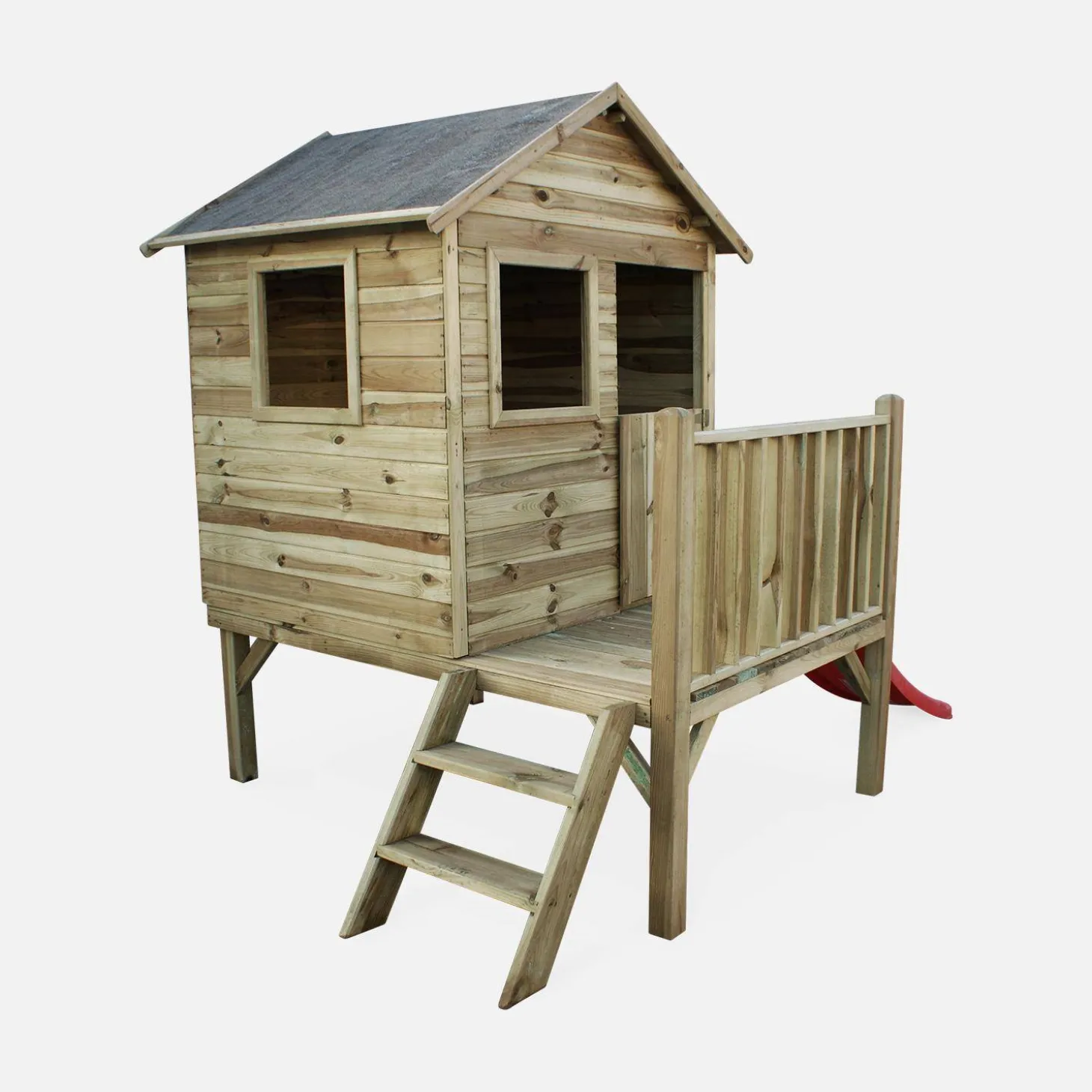 Houten speelhuisje met glijbaan 2m² - Magnolia