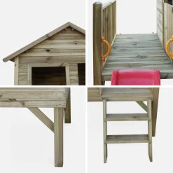 Houten speelhuisje met glijbaan 2m² - Magnolia