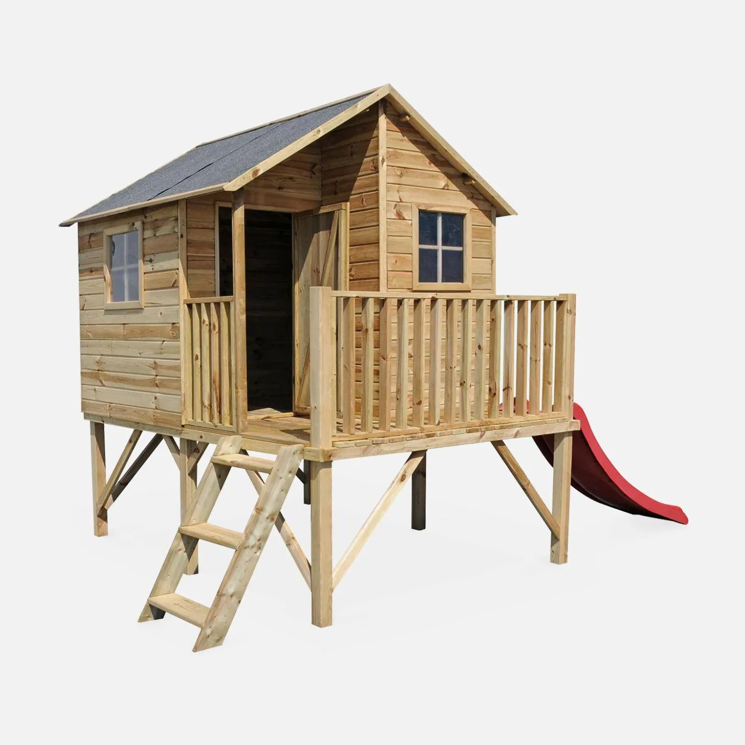Houten speelhuisje met glijbaan 3,8m² - Orchidee