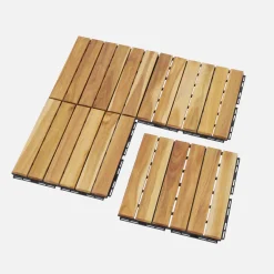 Houten terrastegels, lineair patroon, met latten