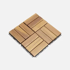 Houten terrastegels, vierkant patroon