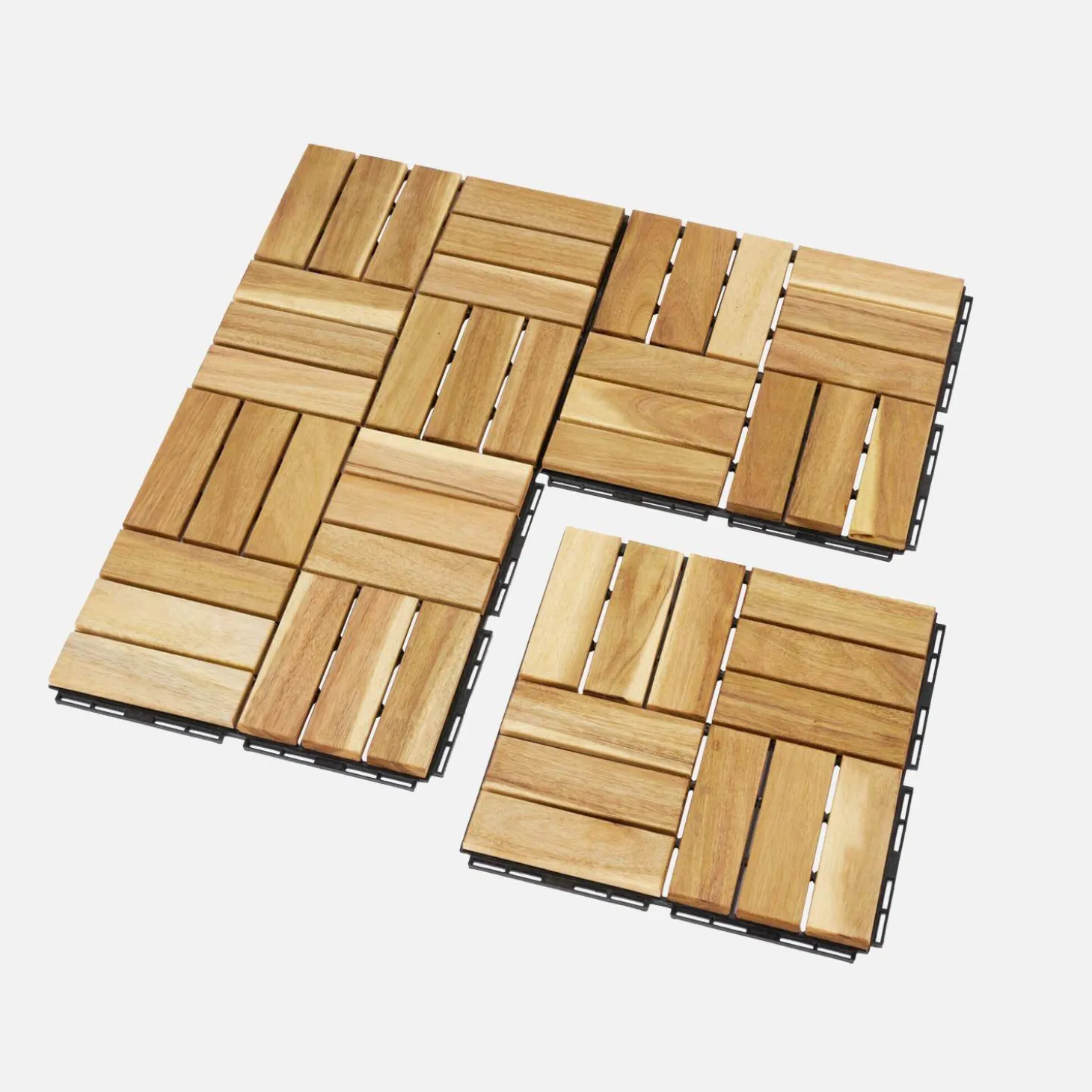 Houten terrastegels, vierkant patroon