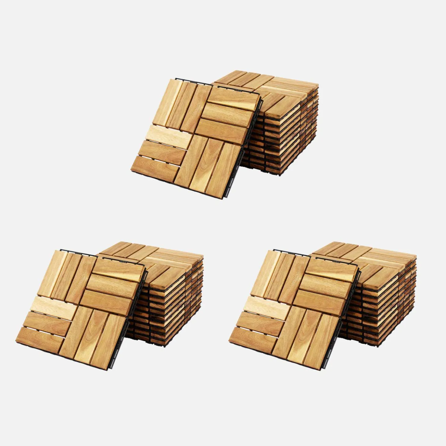 Houten terrastegels, vierkant patroon
