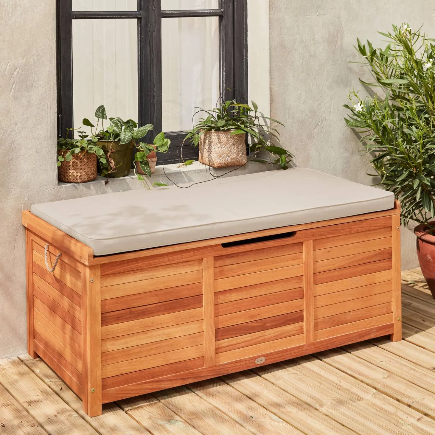 Houten tuinbox 200L met gasveren