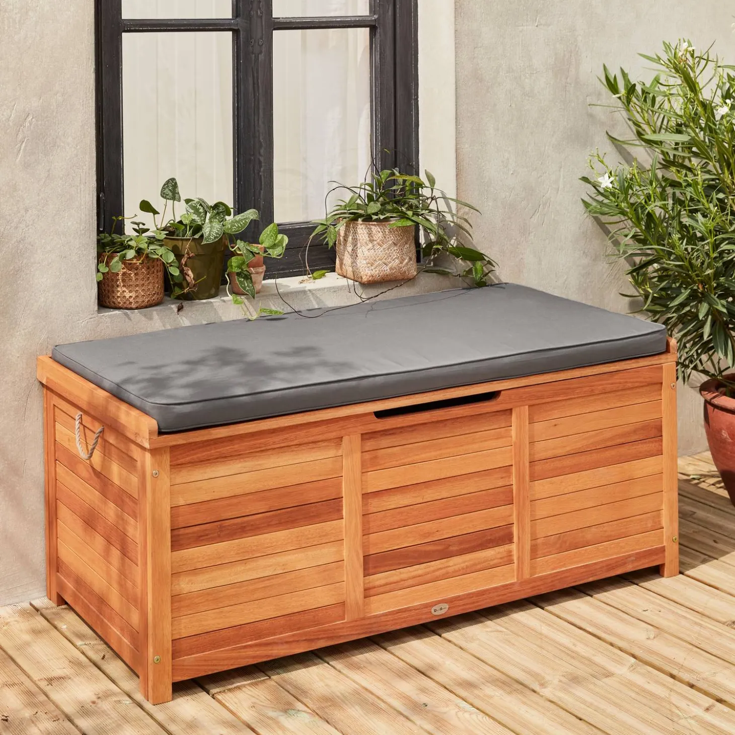 Houten tuinbox 200L met gasveren