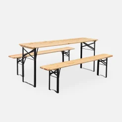 Houten tuintafel 180cm 2 banken