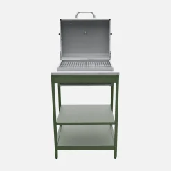 Houtskoolbarbecue roestvrij staal verchroomd rooster en 2 planken