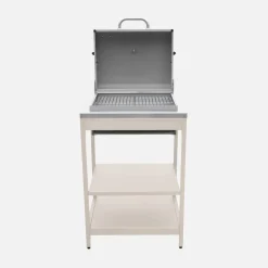 Houtskoolbarbecue roestvrij staal verchroomd rooster en 2 planken
