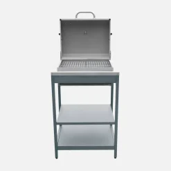 Houtskoolbarbecue roestvrij staal verchroomd rooster en 2 planken