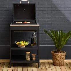 Houtskoolbarbecue roestvrij staal verchroomd rooster en 2 planken