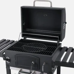 Houtskool BBQ en smoker met opklapzijtafeltjes 2 wieltjes en hoes