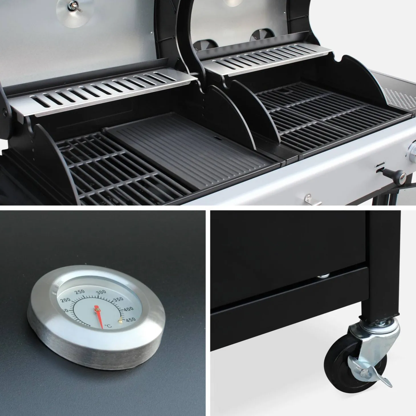 2-in-1 barbecue, gas en houtskool