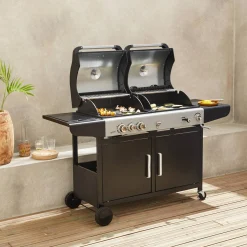 2-in-1 barbecue, gas en houtskool