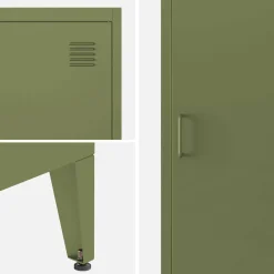 Industriële metalen kast 4 vakken 1 deur (set van 3)