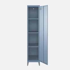 Industriële metalen kast 4 vakken 1 deur (set van 3)