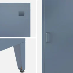 Industriële metalen kast 4 vakken 1 deur (set van 3)