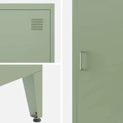 Industriële metalen kast 4 vakken 1 deur (set van 3)