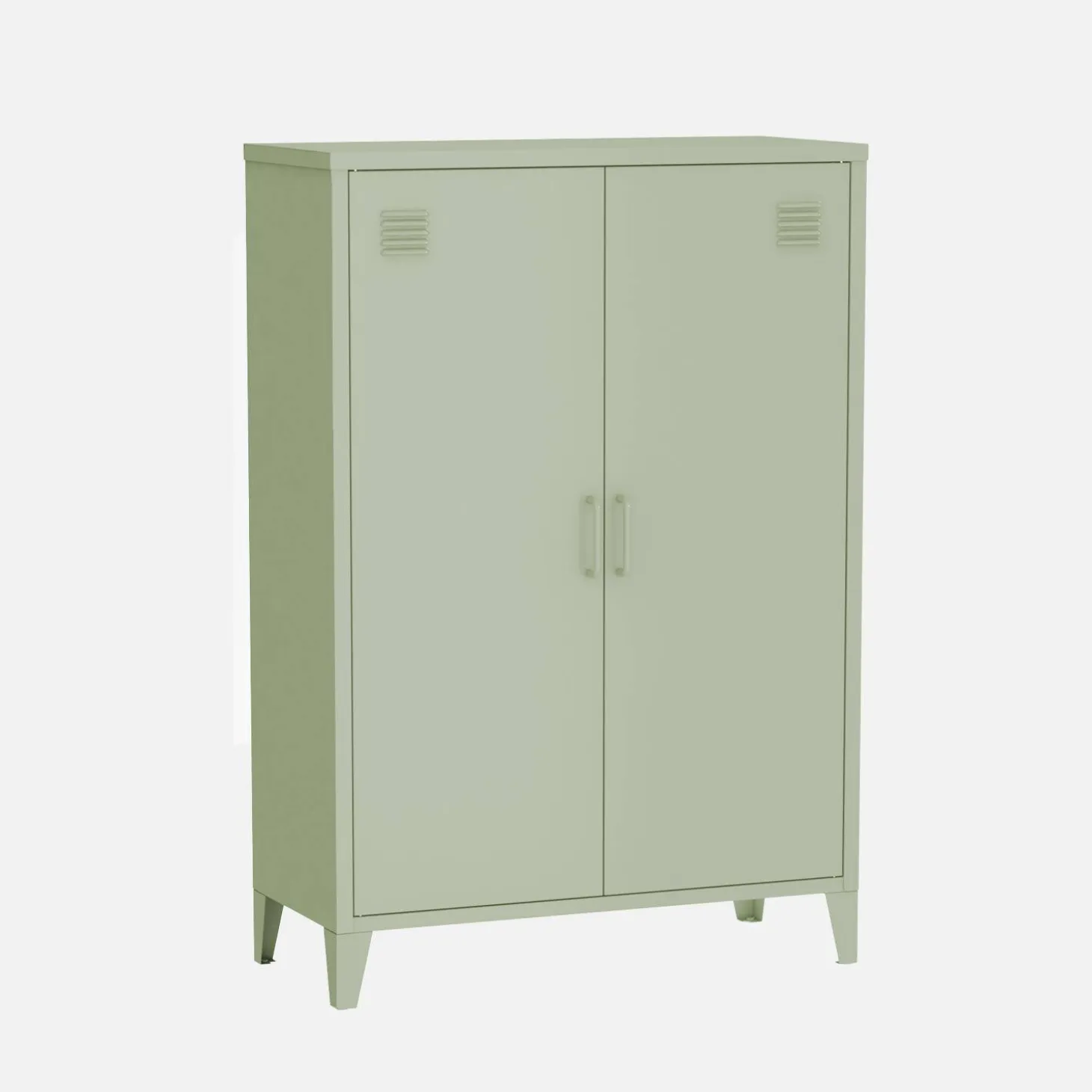 Industriële metalen kast 2 vakken 2 deuren 75cm