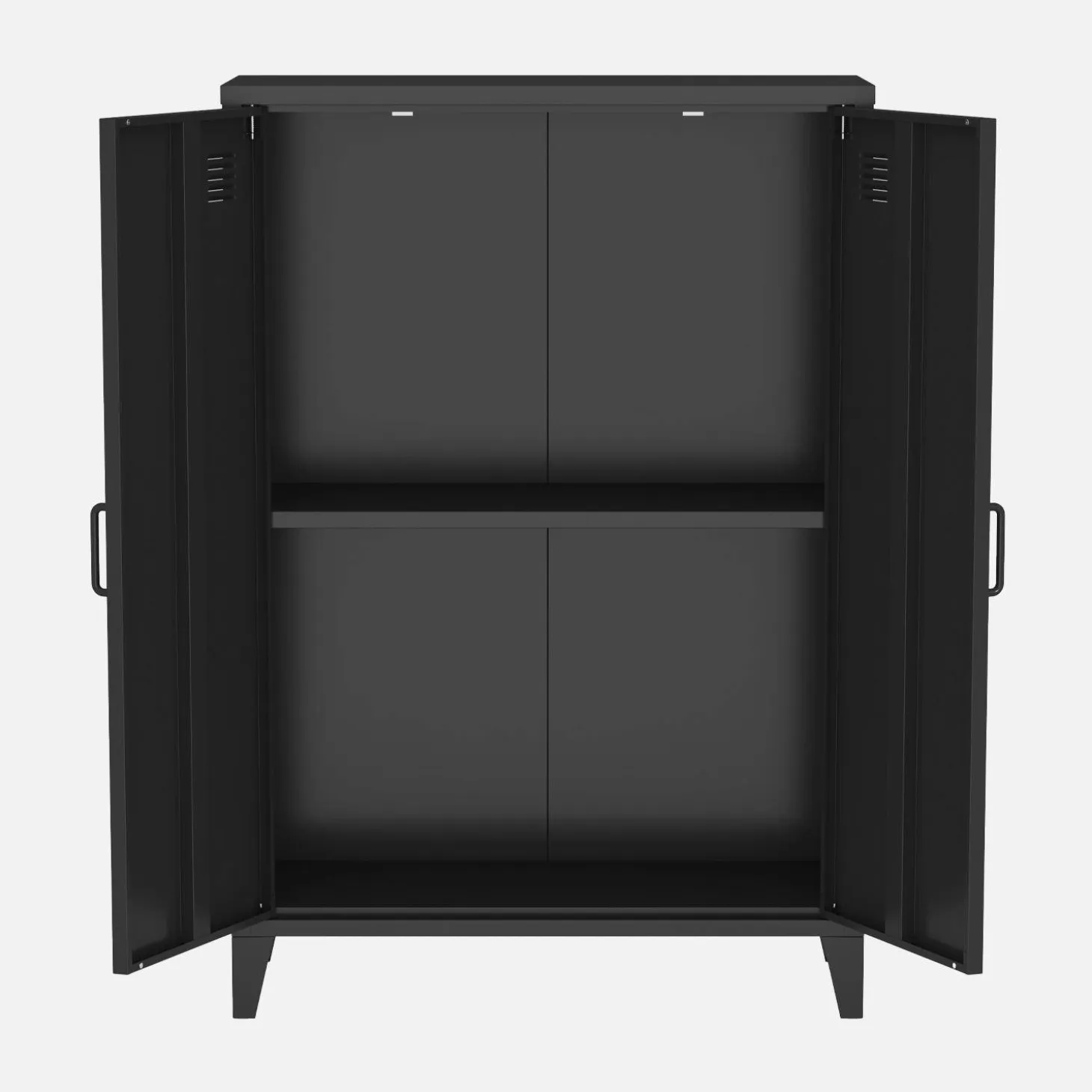 Industriële metalen kast 2 vakken 2 deuren 75cm