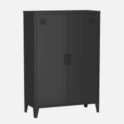 Industriële metalen kast 2 vakken 2 deuren 75cm
