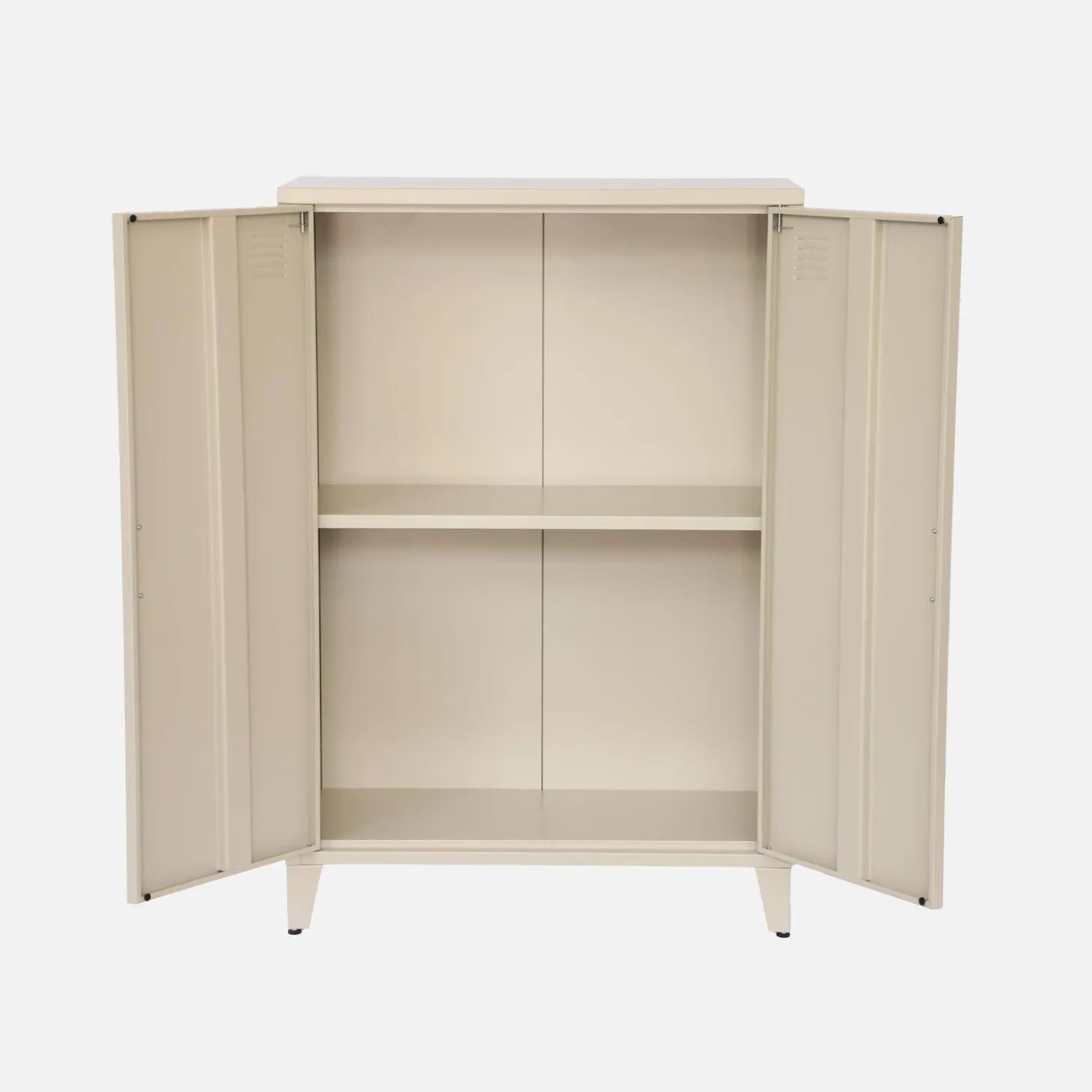 Industriële metalen kast 2 vakken 2 deuren 75cm