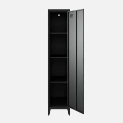 Industriële metalen kast 4 vakken 1 deur 38cm