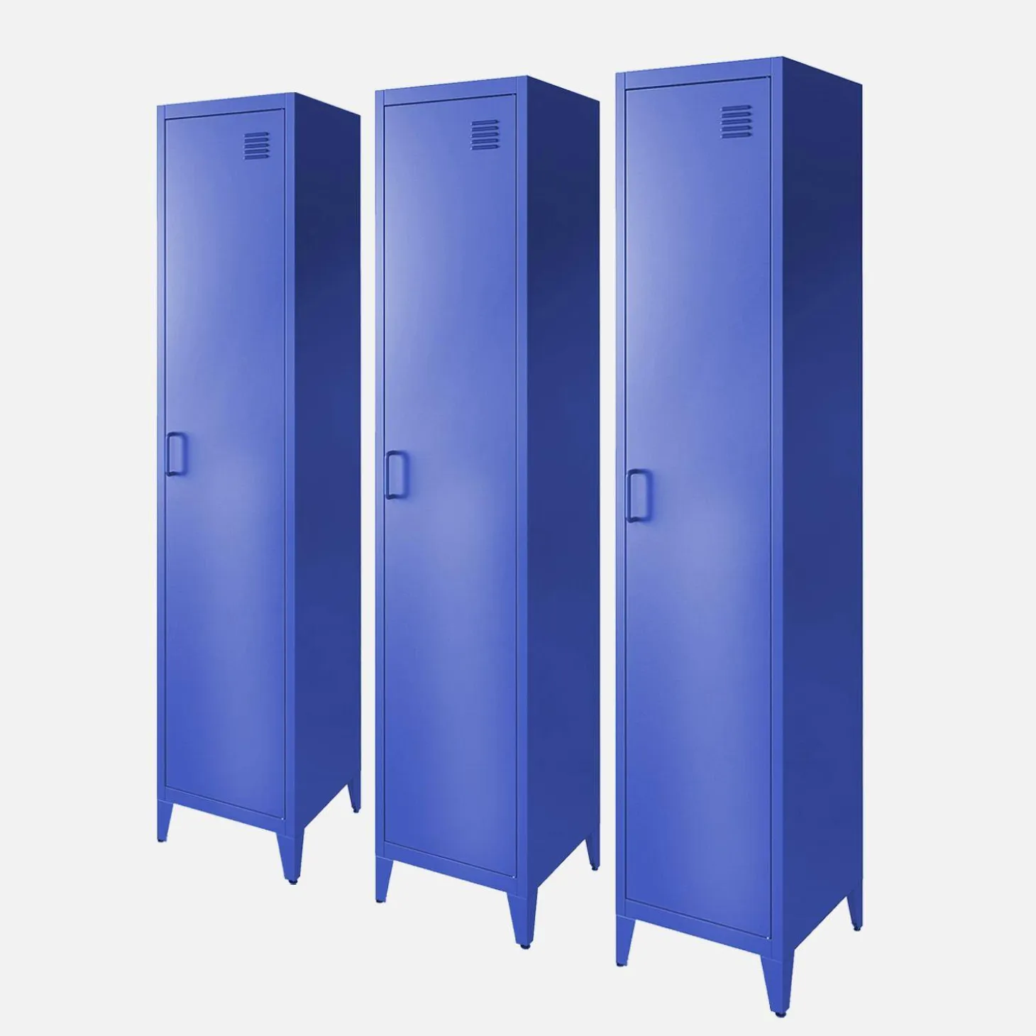 Industriële metalen kast 4 vakken 1 deur (set van 3)