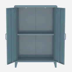 Industriële metalen kast 2 vakken 2 deuren 75cm