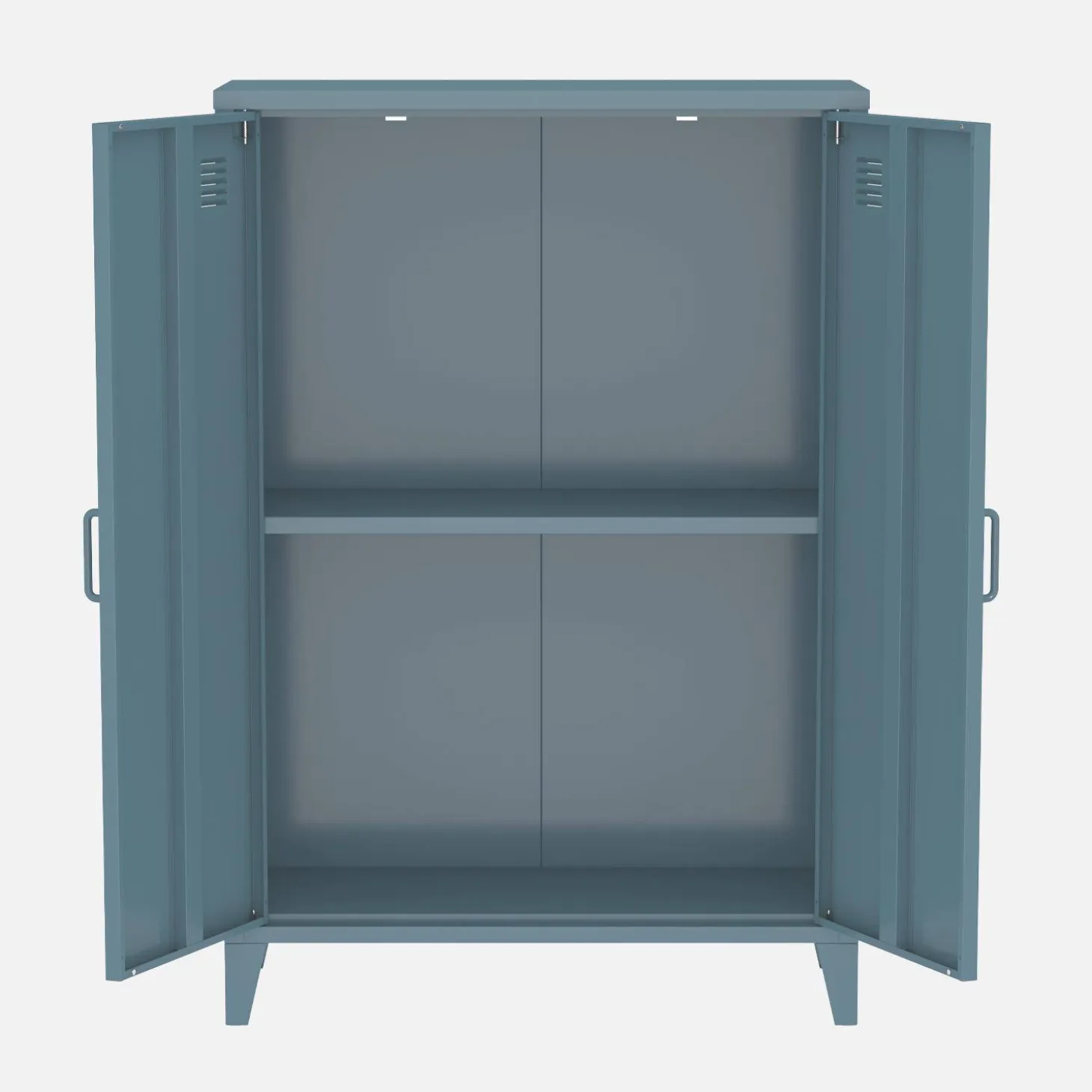 Industriële metalen kast 2 vakken 2 deuren 75cm