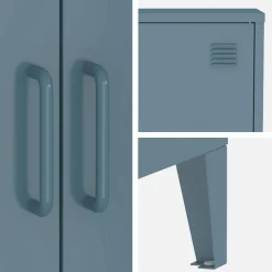 Industriële metalen kast 2 vakken 2 deuren 75cm