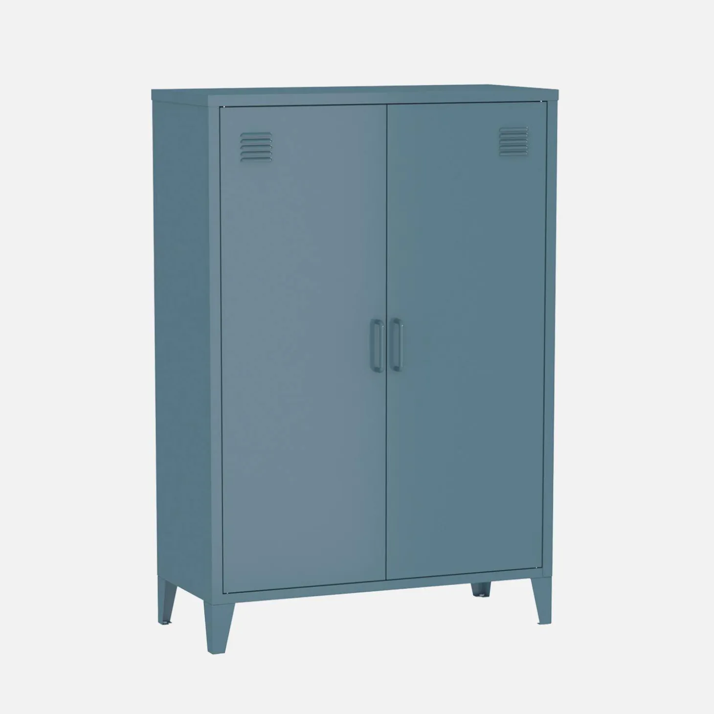 Industriële metalen kast 2 vakken 2 deuren 75cm