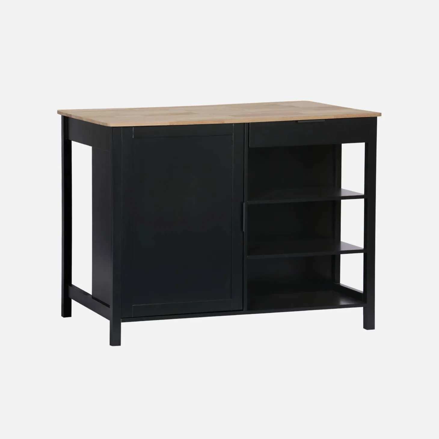 3-in-1 keukeneiland, 5 planken, 1 deur, 1 lade, 120cm