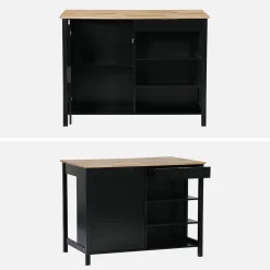 3-in-1 keukeneiland, 5 planken, 1 deur, 1 lade, 120cm