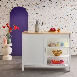 3-in-1 keukeneiland, 5 planken, 1 deur, 1 lade, 120cm