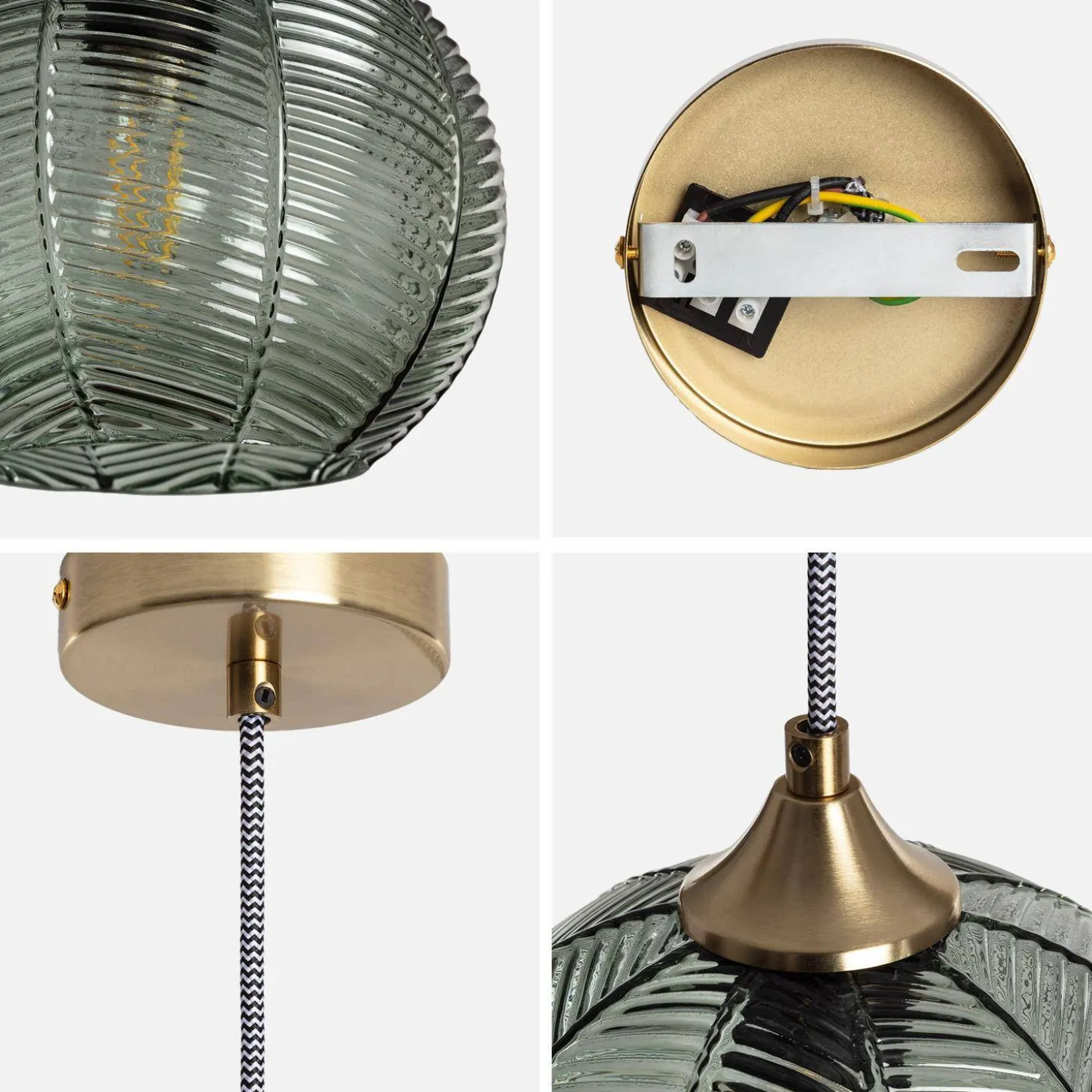 Interieur hanglamp van metaal en glas, Ø 20 cm