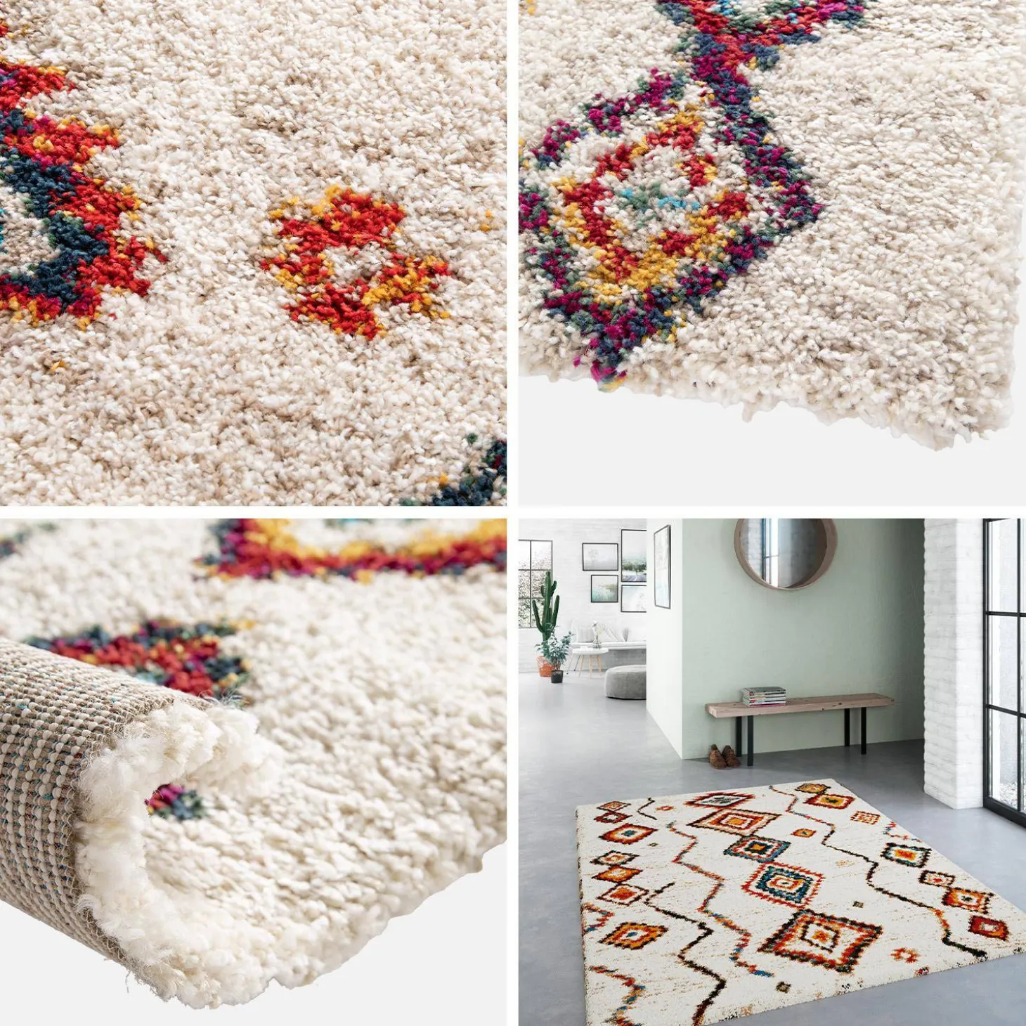 Interieurtapijt, Berber-stijl, crèmekleurig en veelkleurig