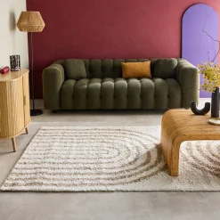 Interieurtapijt, geometrisch regenboog patroon, beige