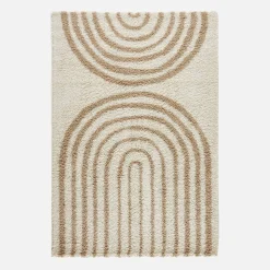 Interieurtapijt, geometrisch regenboog patroon, beige