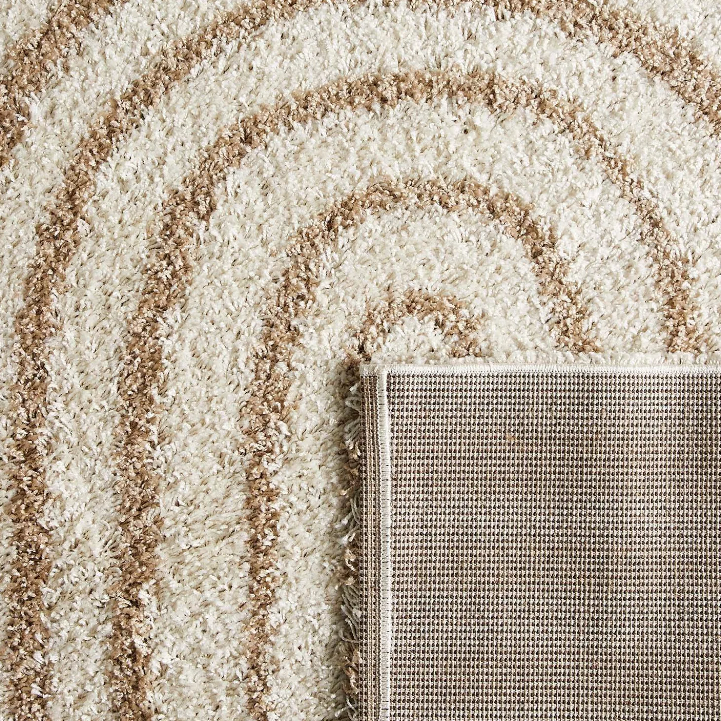 Interieurtapijt, geometrisch regenboog patroon, beige