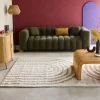 Interieurtapijt, geometrisch regenboog patroon, beige